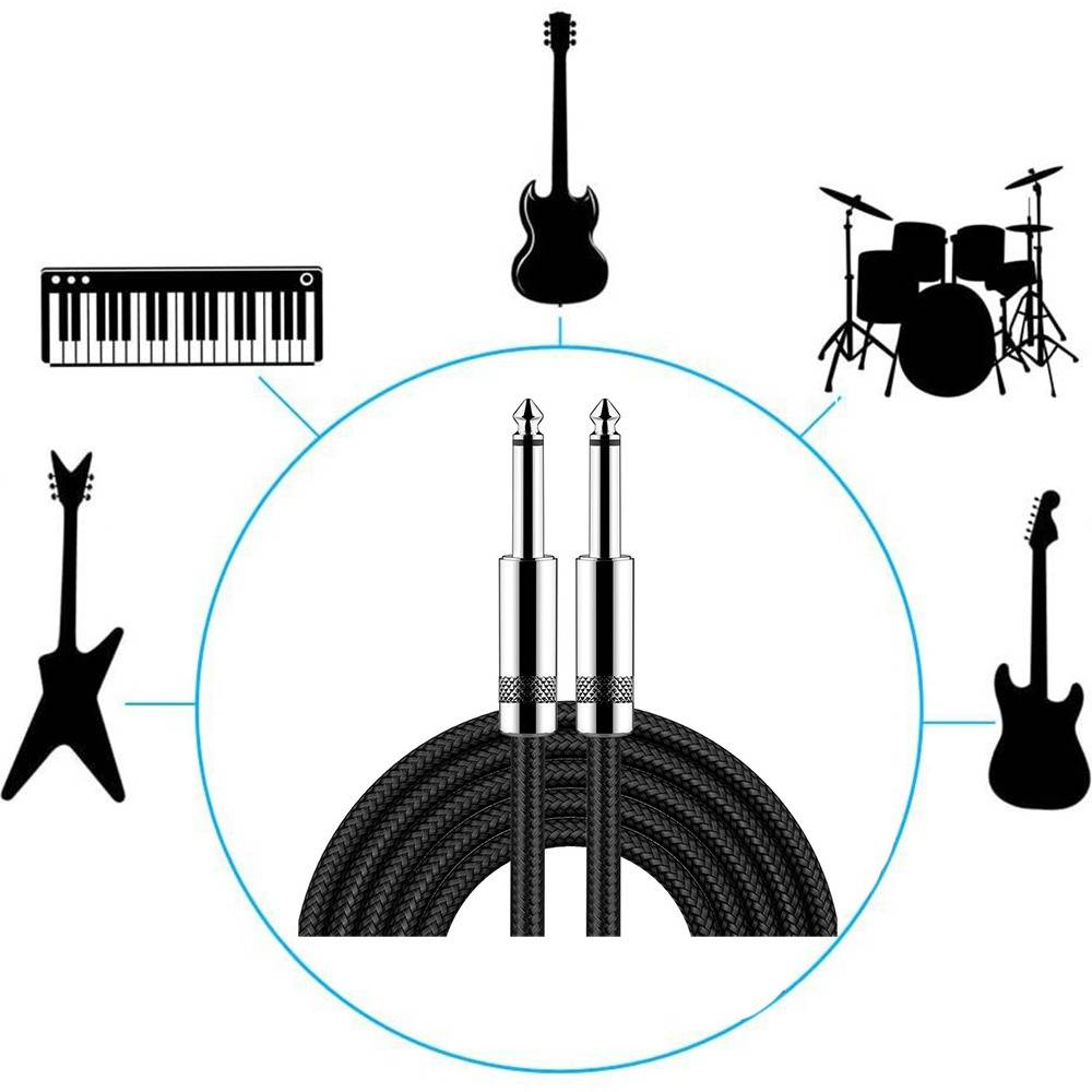 6,35 mm Gitarreninstrumentenkabel – Rauscharm, ideal für Bühne, Bass, Akustik- und E-Instrumente 5 m