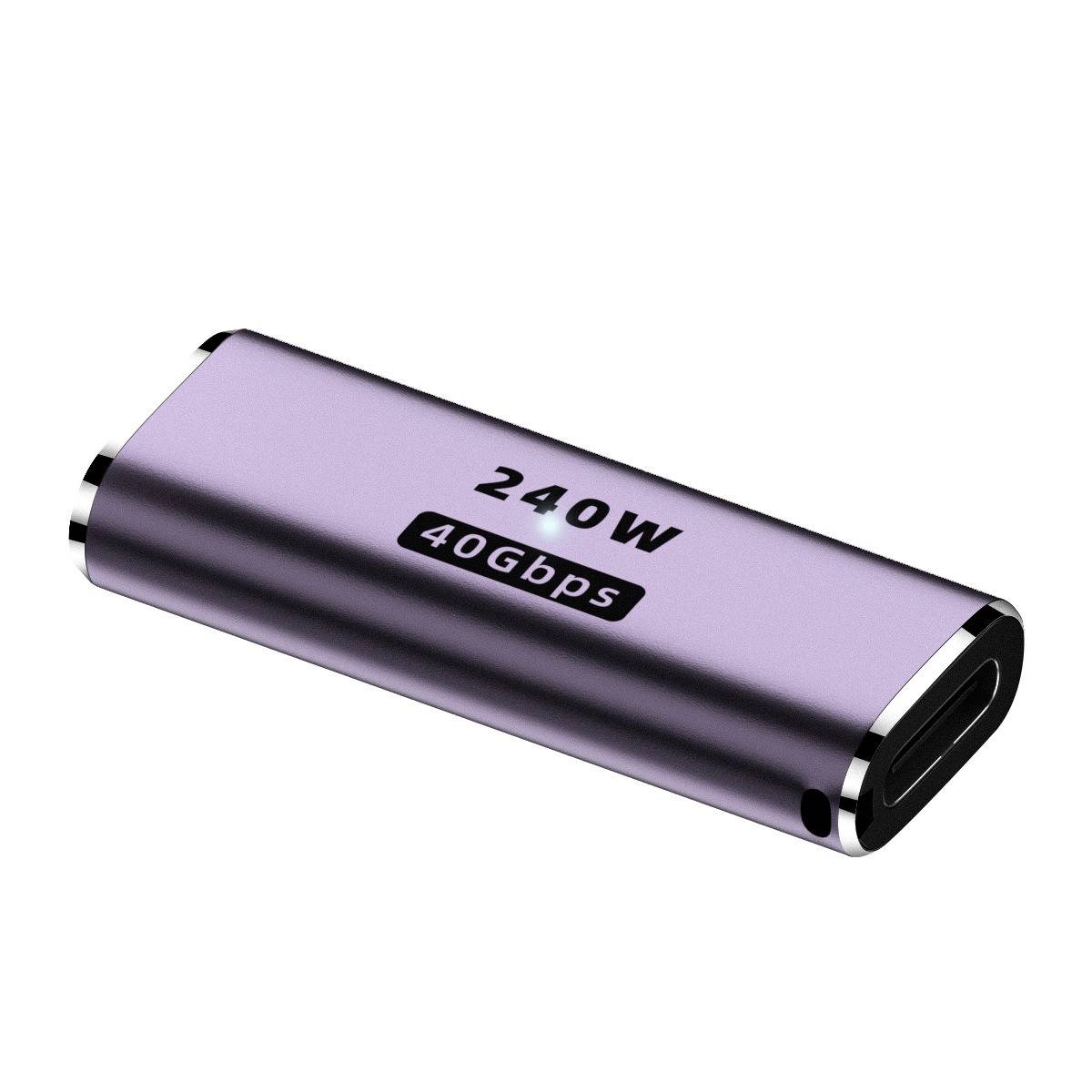 240W Multifunktionaler Adapter: 240W 40Gbps USB-C Buchse zu Buchse Verbinder - Lila