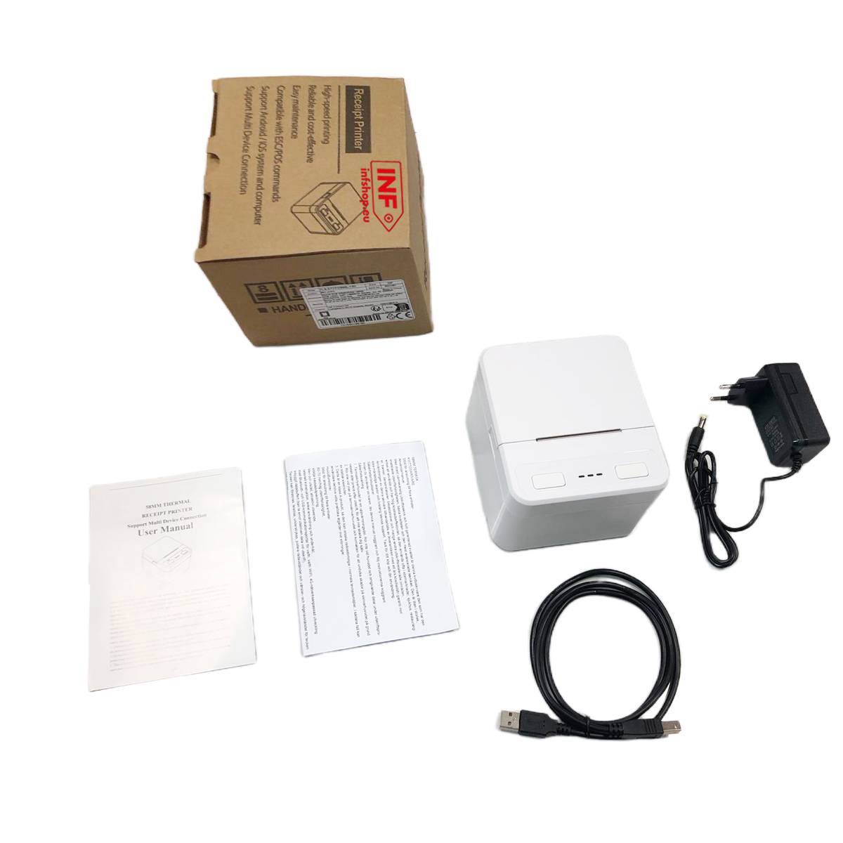 58mm USB+Bluetooth Thermobondrucker – Schneller, portabler POS-Drucker für Android, iOS & Windows White