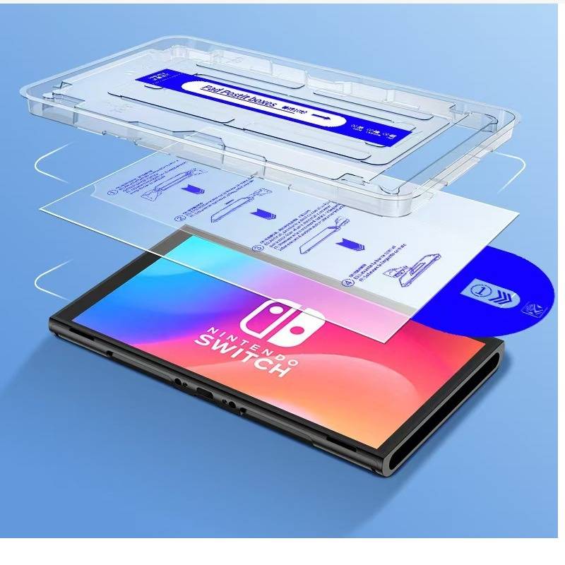 HD Displayschutzfolie aus gehärtetem Glas für Nintendo Switch 2 mit automatischer Staubentfernung