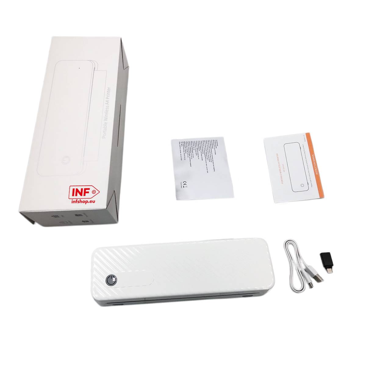A4 Tintenloser Thermodrucker - 8-Zoll Portabler Farbthermodrucker White