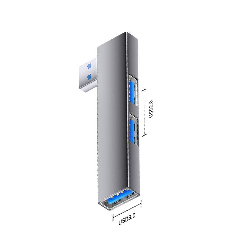 Multi-Port-Expander: USB auf Dual USB 2.0 + USB 3.0 Adapter - Aluminiumlegierung Grey