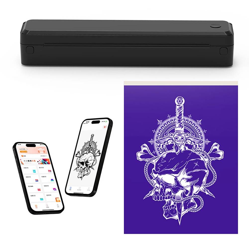 A4 Mini Thermodrucker 200dpi - Kabelloser, tragbarer Tattoo-Drucker White