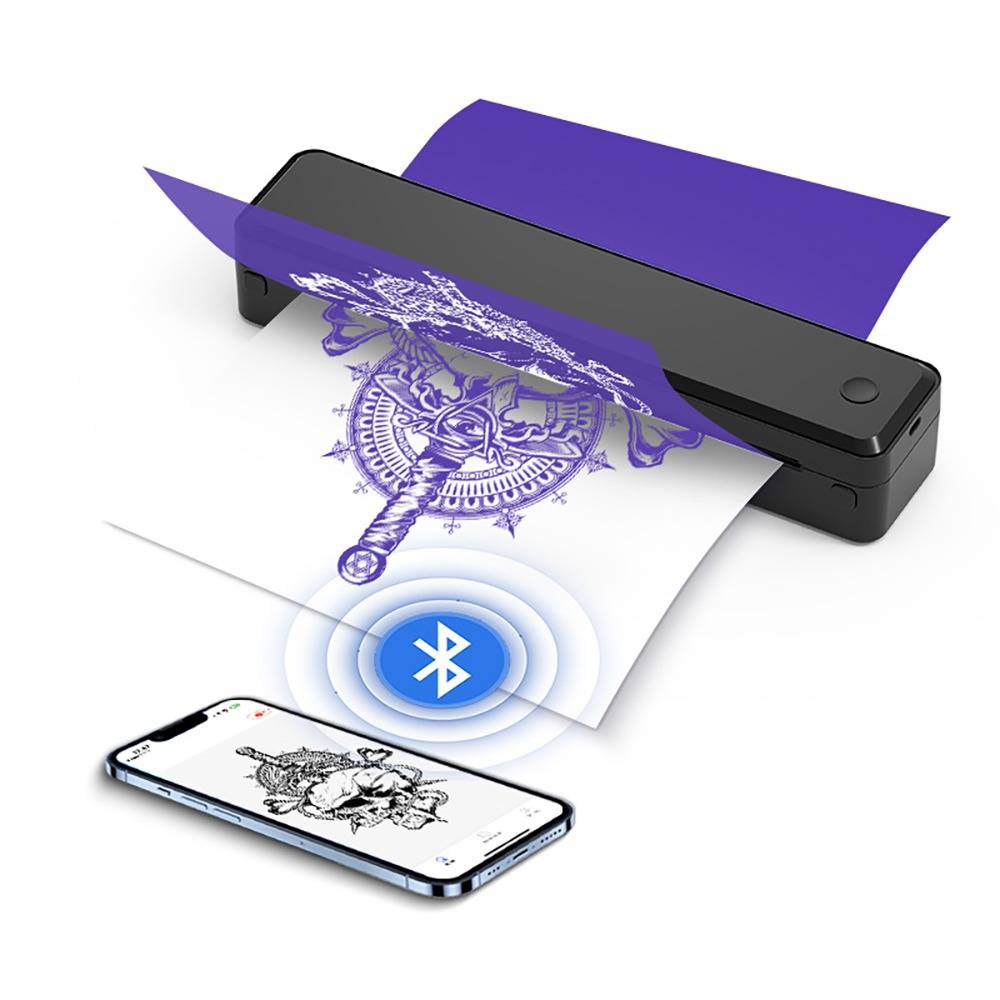 A4 Mini Thermodrucker 200dpi - Kabelloser, tragbarer Tattoo-Drucker White
