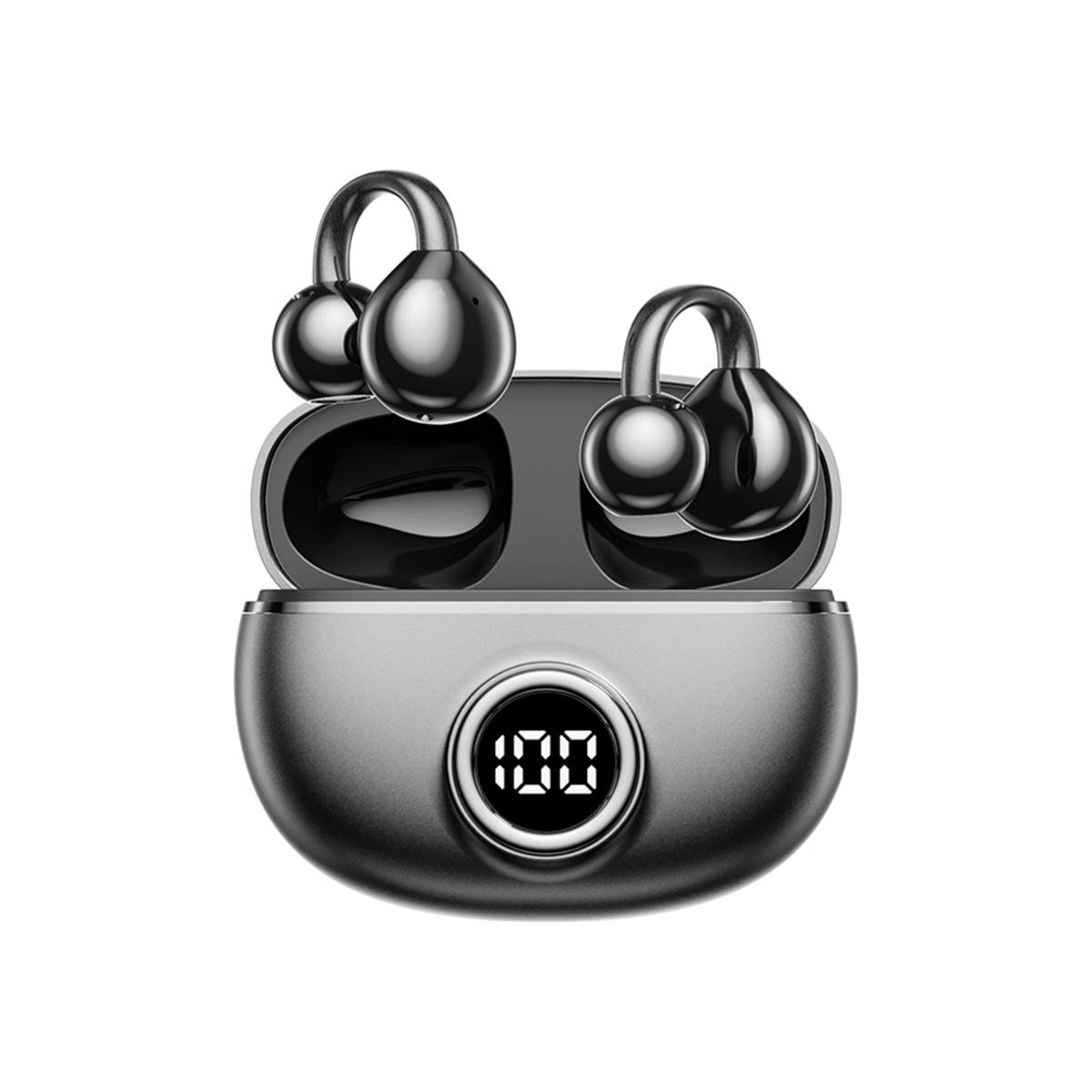 Kabellose Knochenleitung Open-Ear Bluetooth Kopfhörer mit Digitalanzeige Black