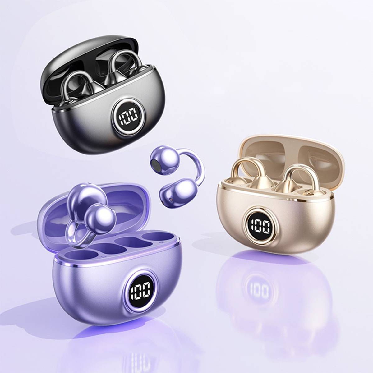 Kabellose Knochenleitung Open-Ear Bluetooth Kopfhörer mit Digitalanzeige Black