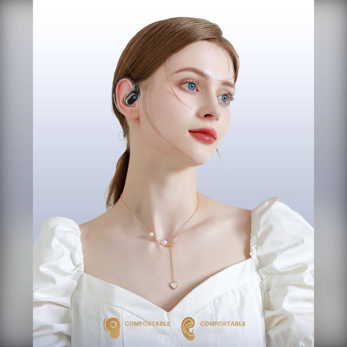 Smarte KI Übersetzungs-Bluetooth-Ohrhörer - Echtzeit-Übersetzung in 156 Sprachen, kompatibel mit allen Bluetooth-Geräten Silver+White