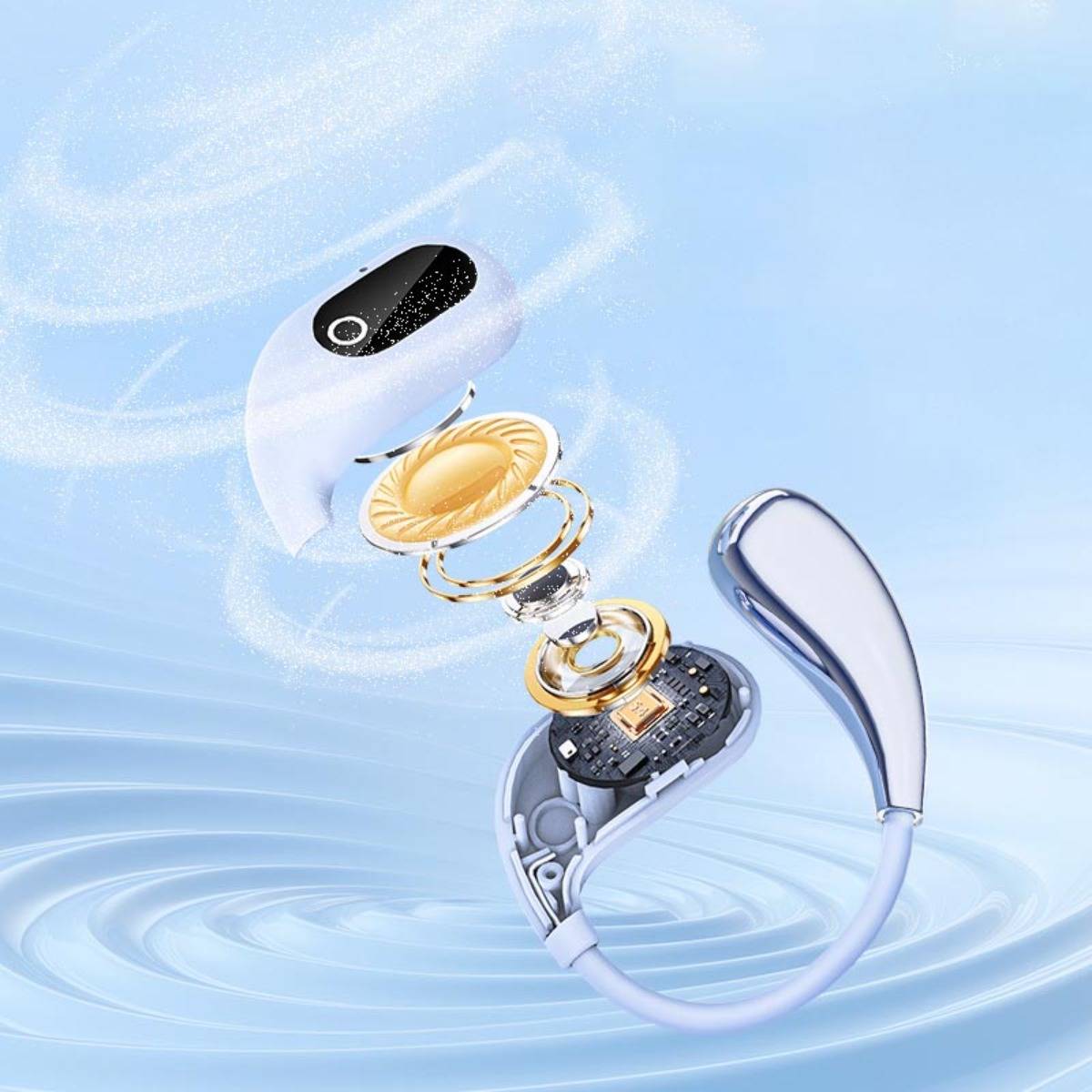 Smarte KI Übersetzungs-Bluetooth-Ohrhörer - Echtzeit-Übersetzung in 156 Sprachen, kompatibel mit allen Bluetooth-Geräten Silver+White
