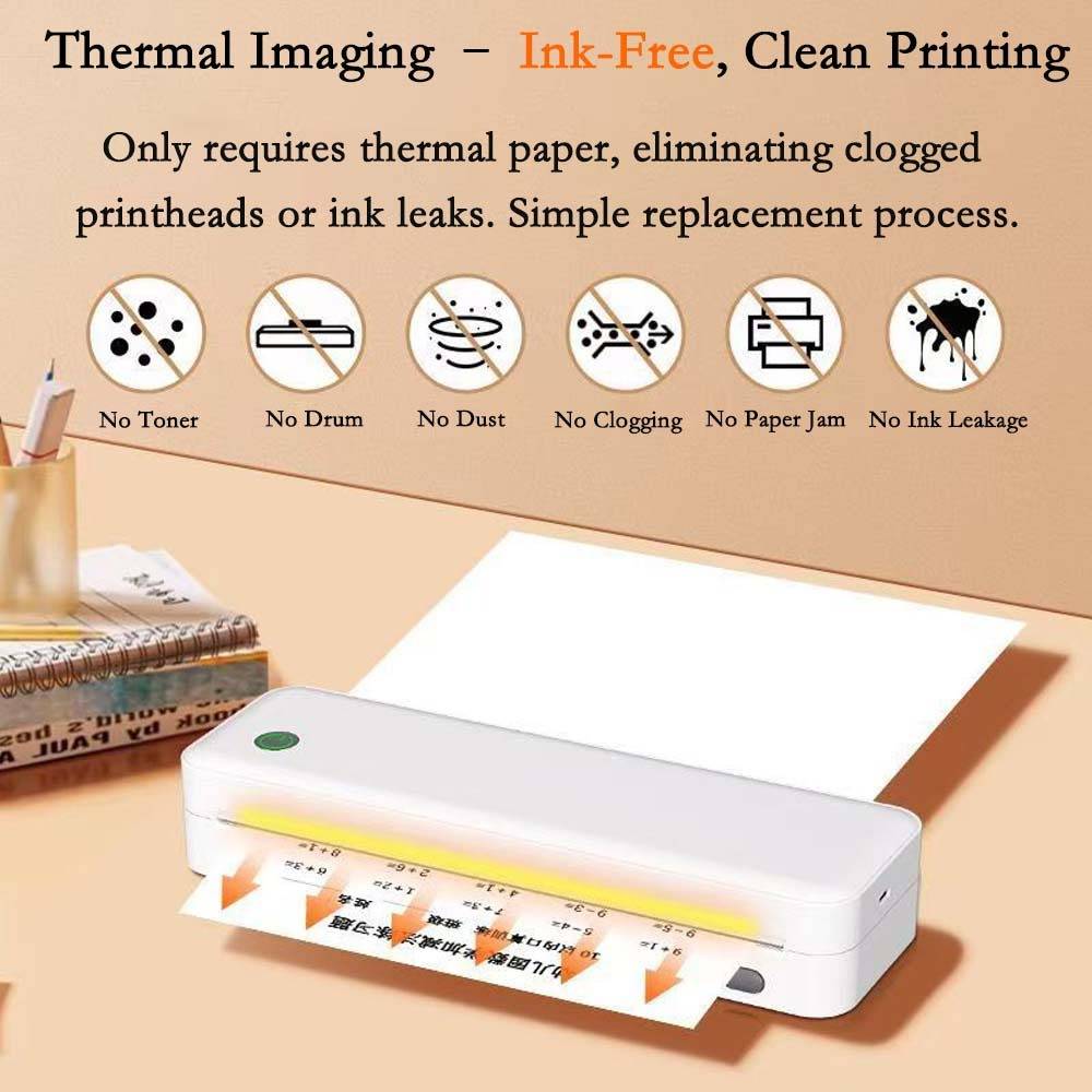 A4 Mini Tragbarer Thermodrucker - Kabellose Bluetooth-Verbindung