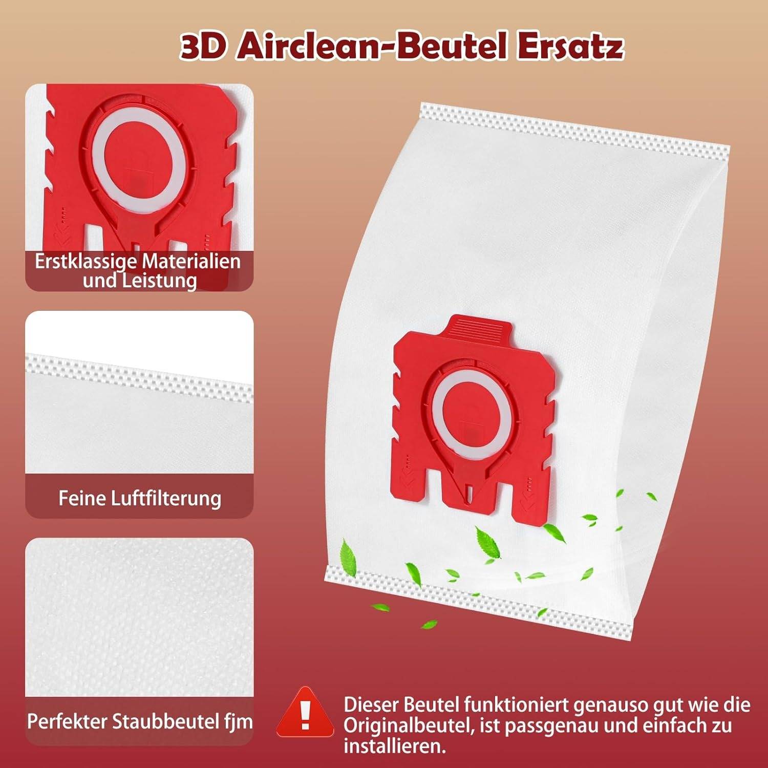 12er-Pack Staubsaugerbeutel kompatibel mit Miele GN Serie S Serie S8/C1/C2/C3