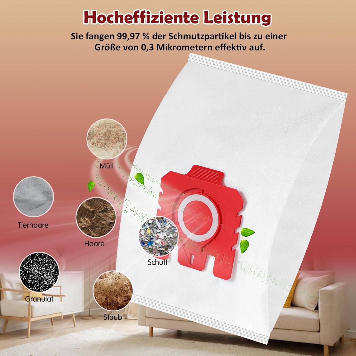 12er-Pack Staubsaugerbeutel kompatibel mit Miele GN Serie S Serie S8/C1/C2/C3