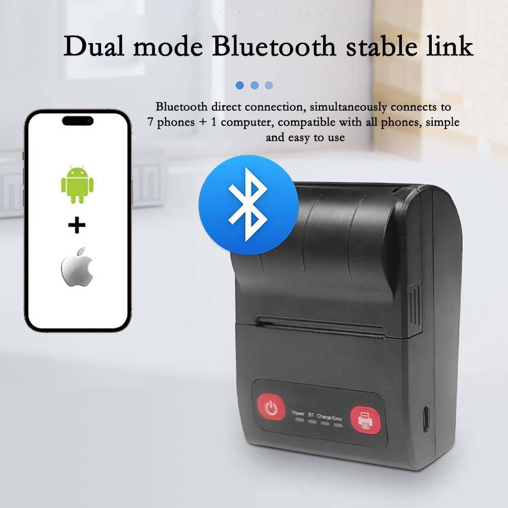 58mm Mini Tragbarer Thermodrucker - USB & Bluetooth Konnektivität