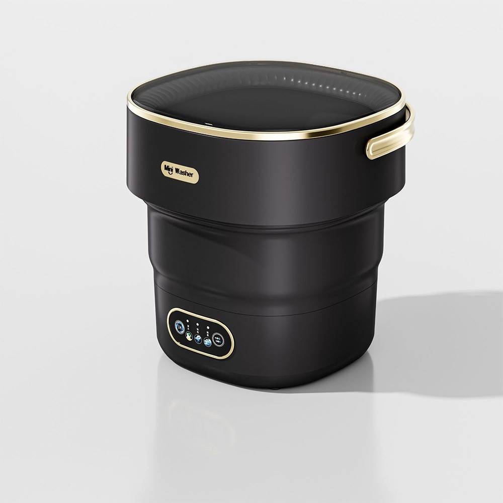 13L Faltbare Waschmaschine mit großem Fassungsvermögen – Tragbare Mini-Waschmaschine für Unterwäsche, Socken Black&Gold