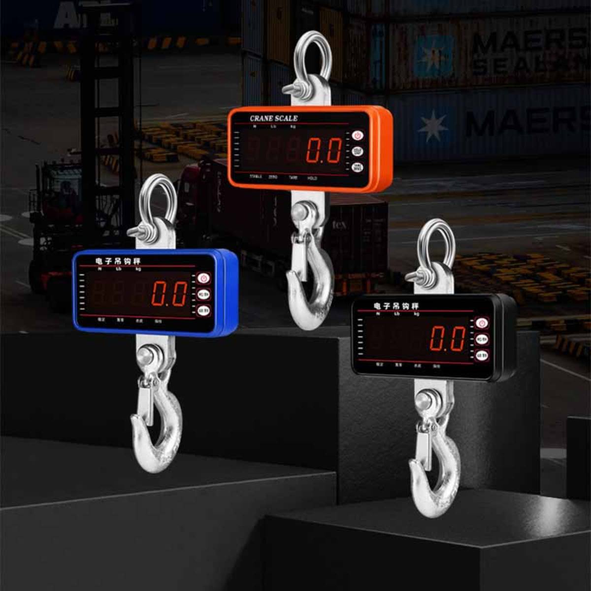 1500kg LED Display Elektronische Kranwaage - Schwerlast Hängewaage mit Fernbedienung, kompatibel mit diversen Marken Orange