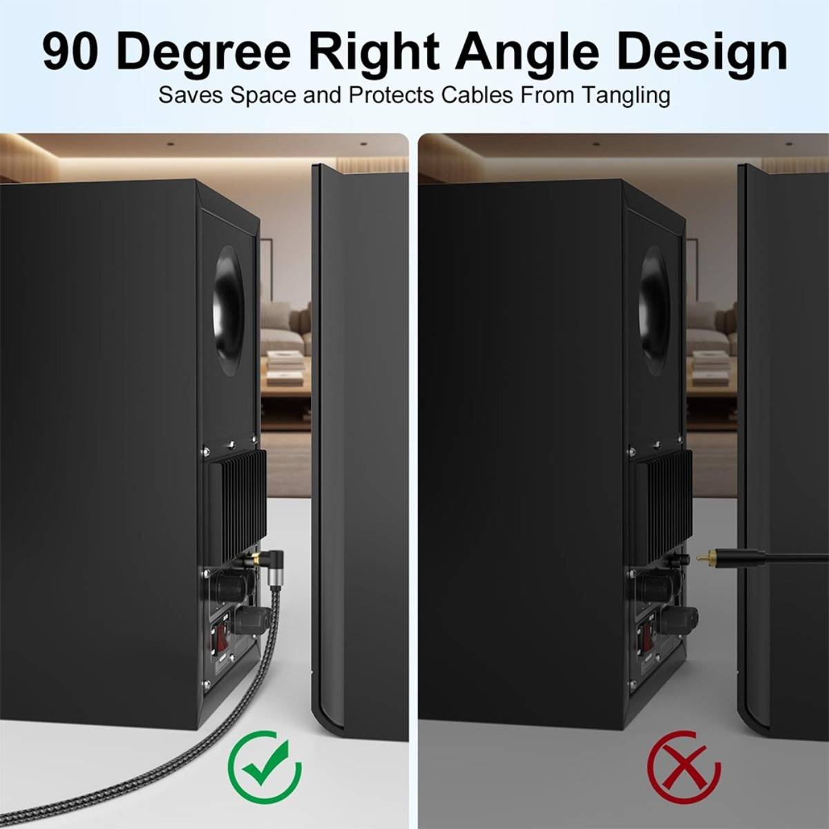 Rechtwinkliges digitales Koaxial-Audiokabel – Verbinden Sie TV, SPDIF 5.1 Kanal RCA 1,5 M