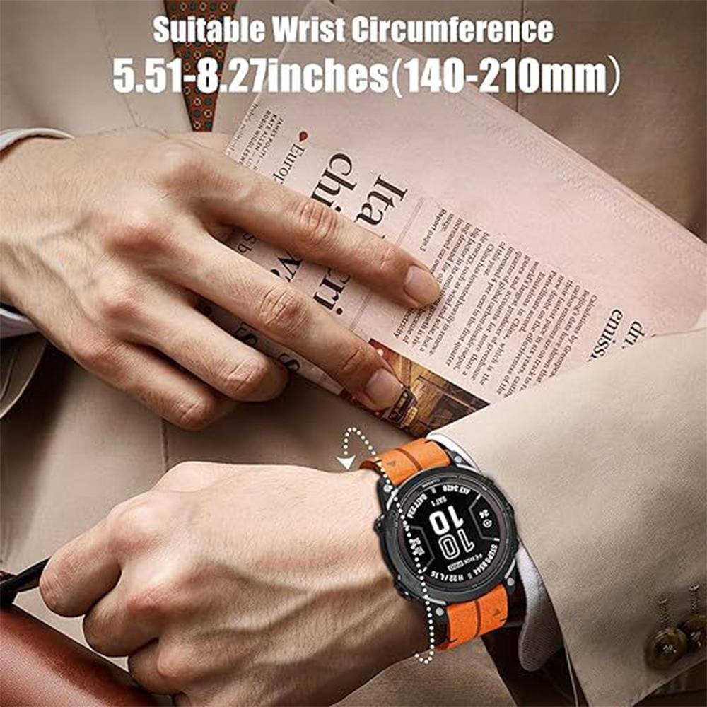 22mm Lederarmband mit Schnellverschluss, kompatibel mit Garmin Fenix 8/7/6/5 Serie Brown