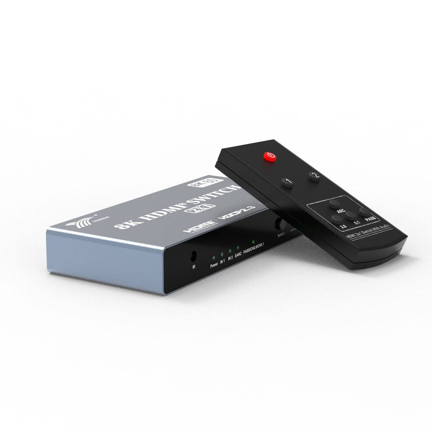 HDMI 2.1 8K/60Hz Switch 2 in 1 Out mit Audio Extractor - Unterstützt eARC 7.1