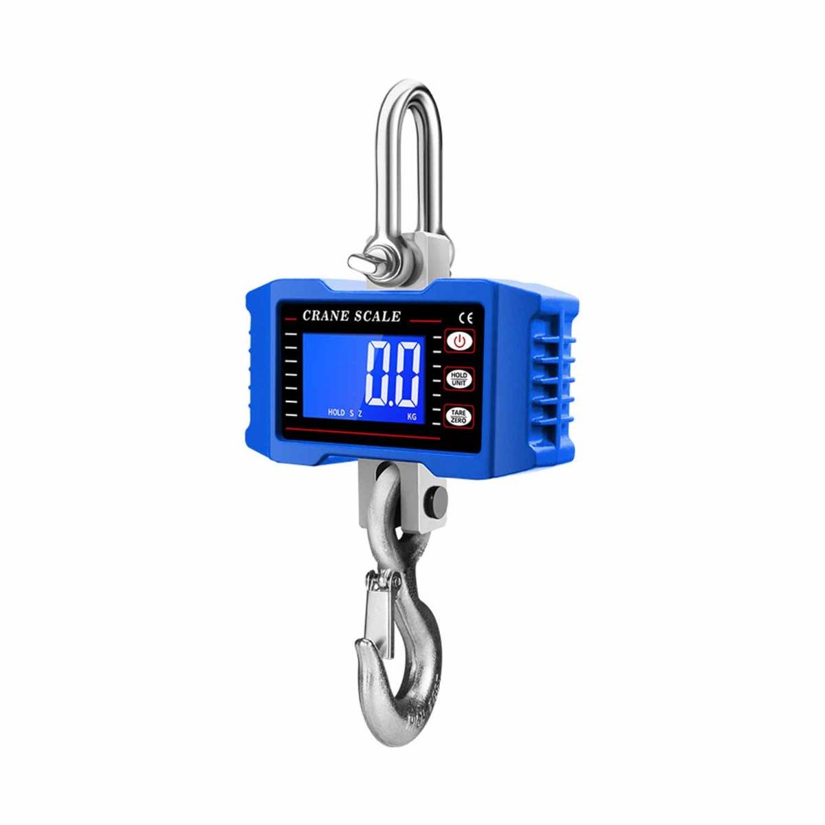 2000 kg Digitale Kranwaage - Hochleistungs-Hängewaage mit LCD-Display, Batteriebetrieben Blue