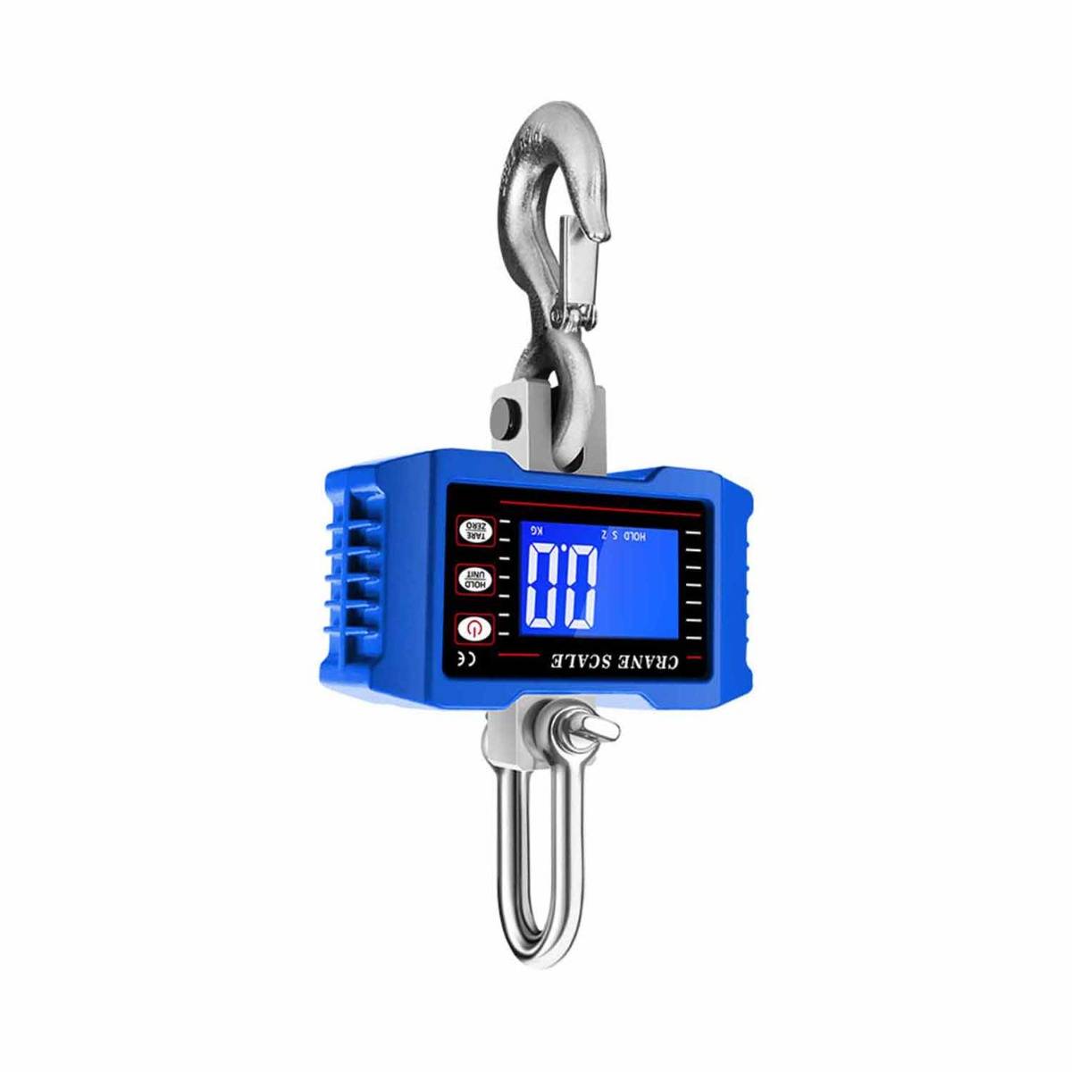2000 kg Digitale Kranwaage - Hochleistungs-Hängewaage mit LCD-Display, Batteriebetrieben Blue