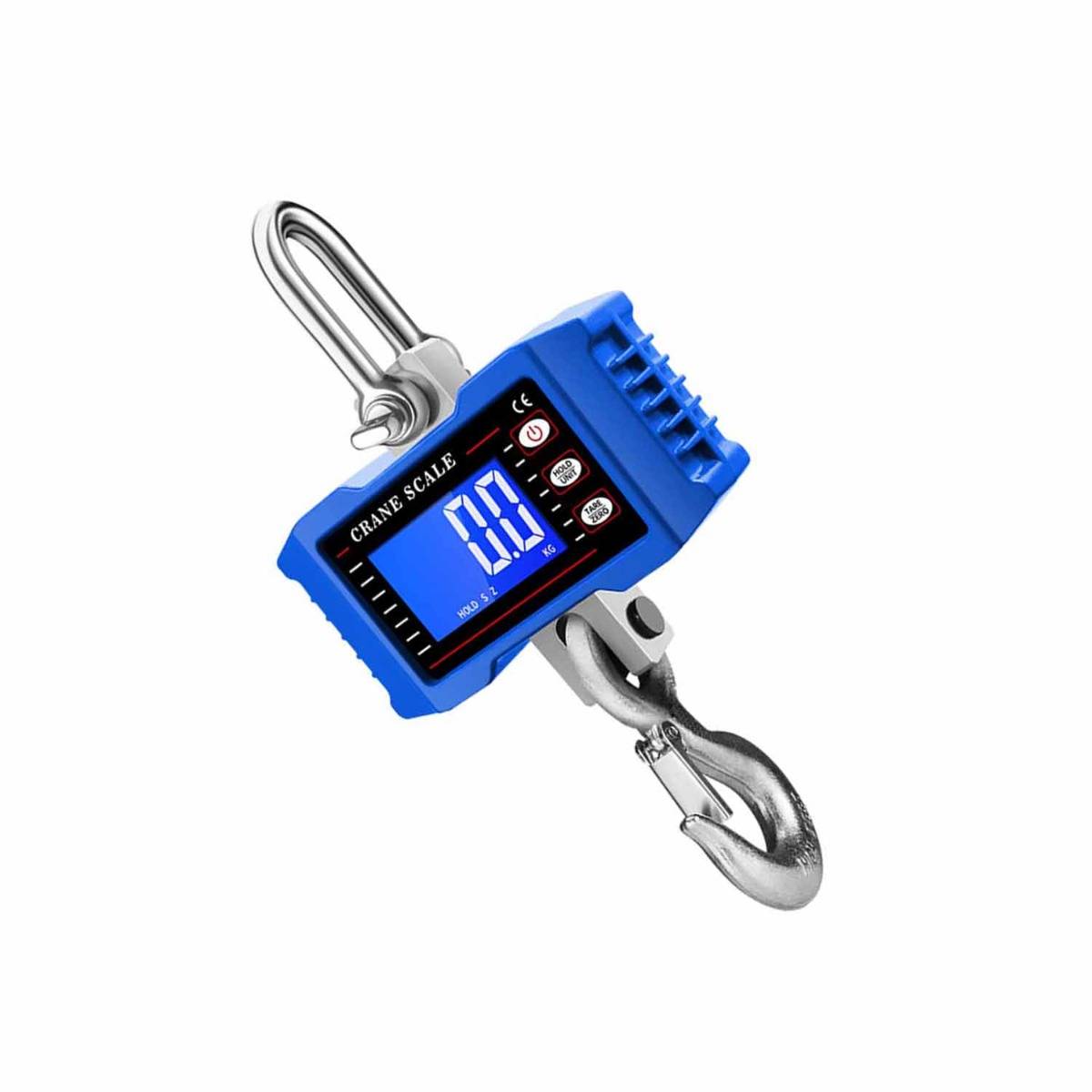 2000 kg Digitale Kranwaage - Hochleistungs-Hängewaage mit LCD-Display, Batteriebetrieben Blue