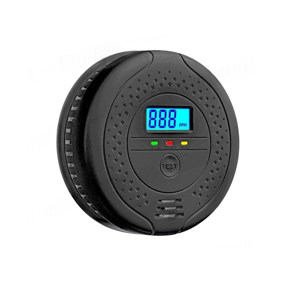 Batteriebetriebener Kohlenmonoxid-Warnmelder mit LCD-Display Black