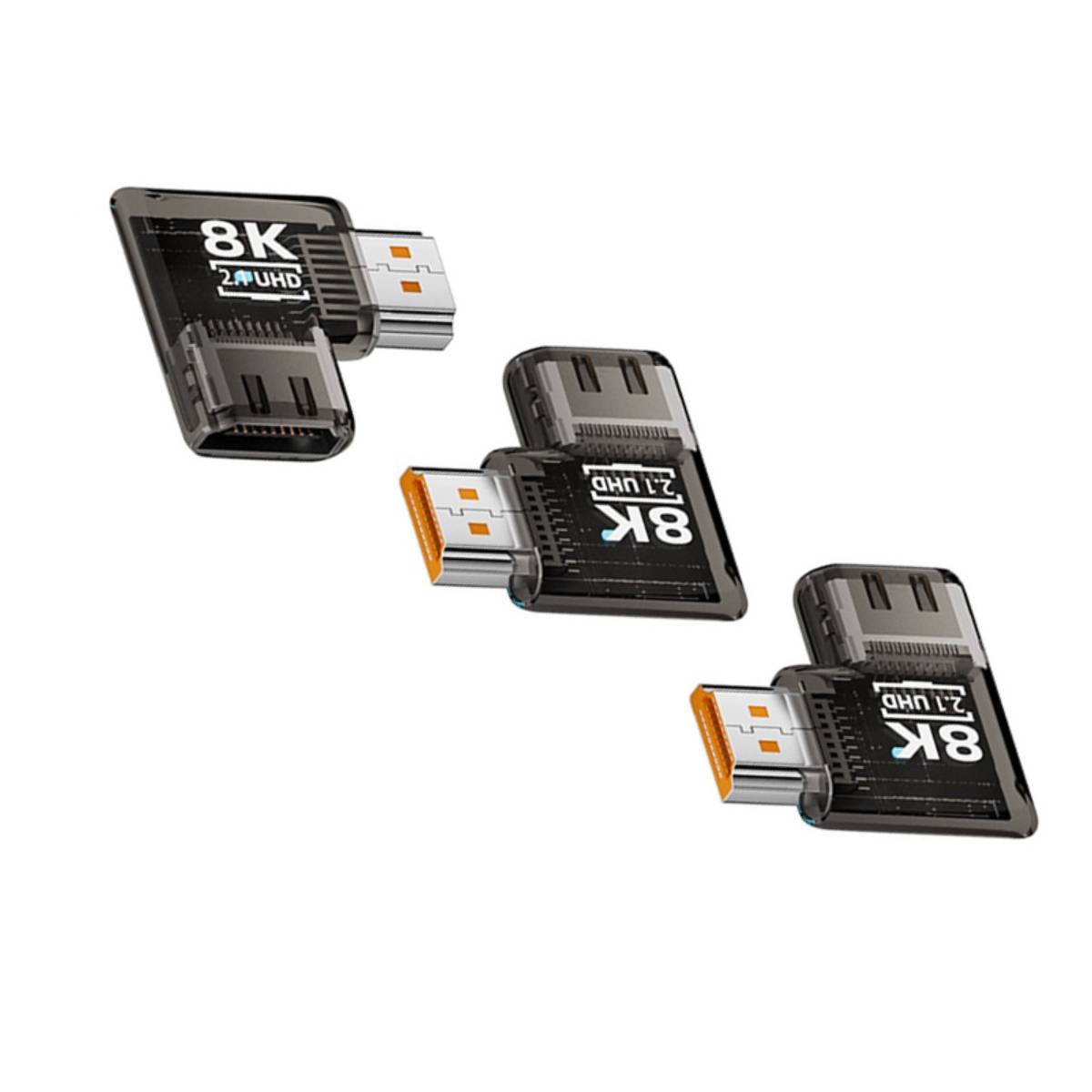 8K HDMI 2.1 Adapter kompatibel mit HDTV 90° Seitlich Abgewinkelt Male zu Female UHD Connector 3er-Pack Black