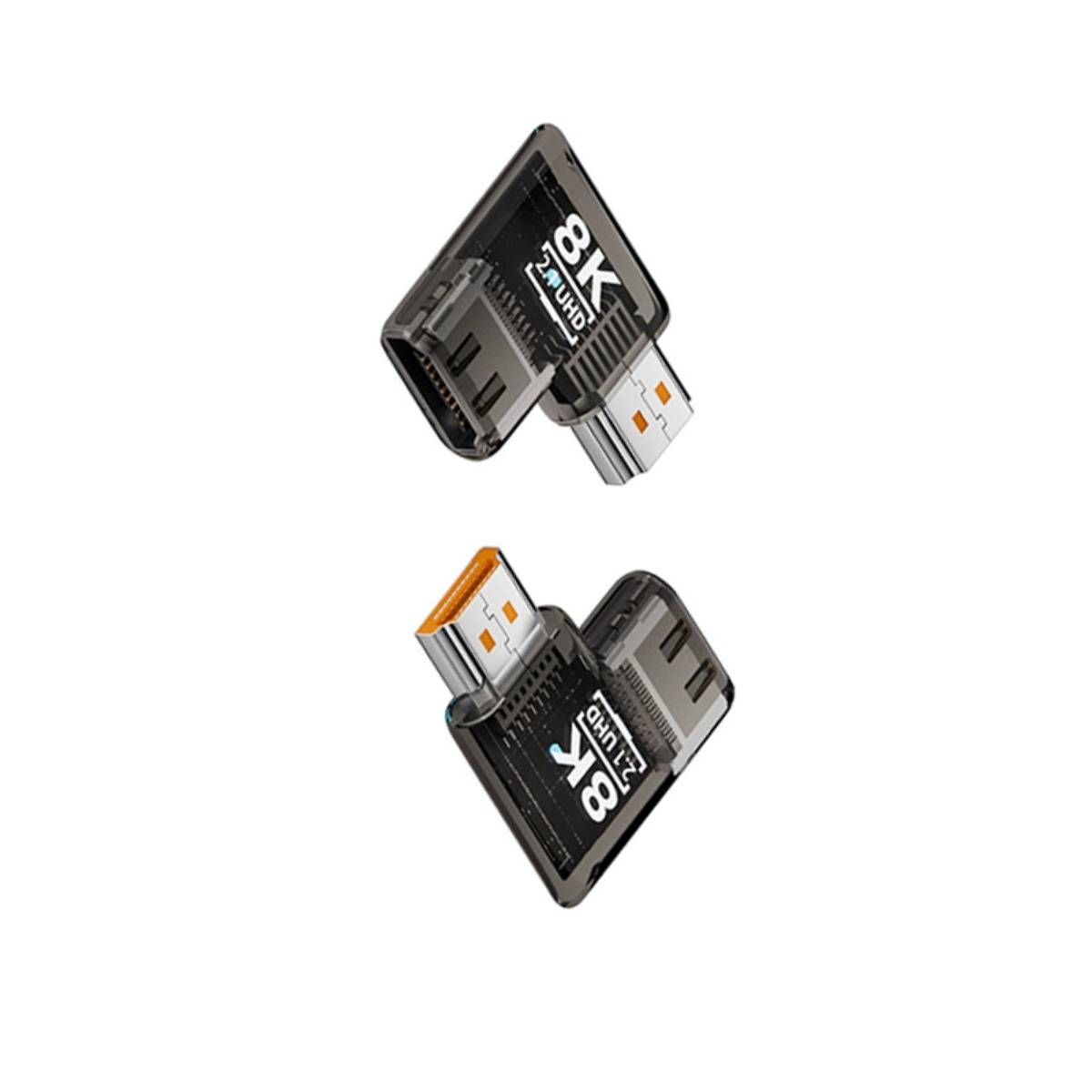 8K HDMI 2.1 Adapter kompatibel mit HDTV 90° Seitlich Abgewinkelt Male zu Female UHD Connector 3er-Pack Black