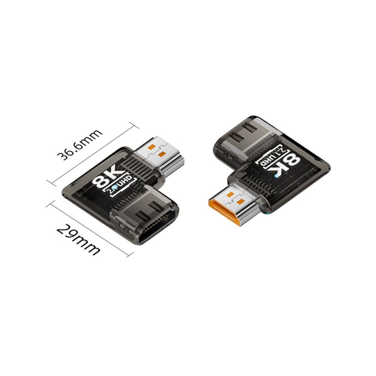8K HDMI 2.1 Adapter kompatibel mit HDTV 90° Seitlich Abgewinkelt Male zu Female UHD Connector 3er-Pack Black