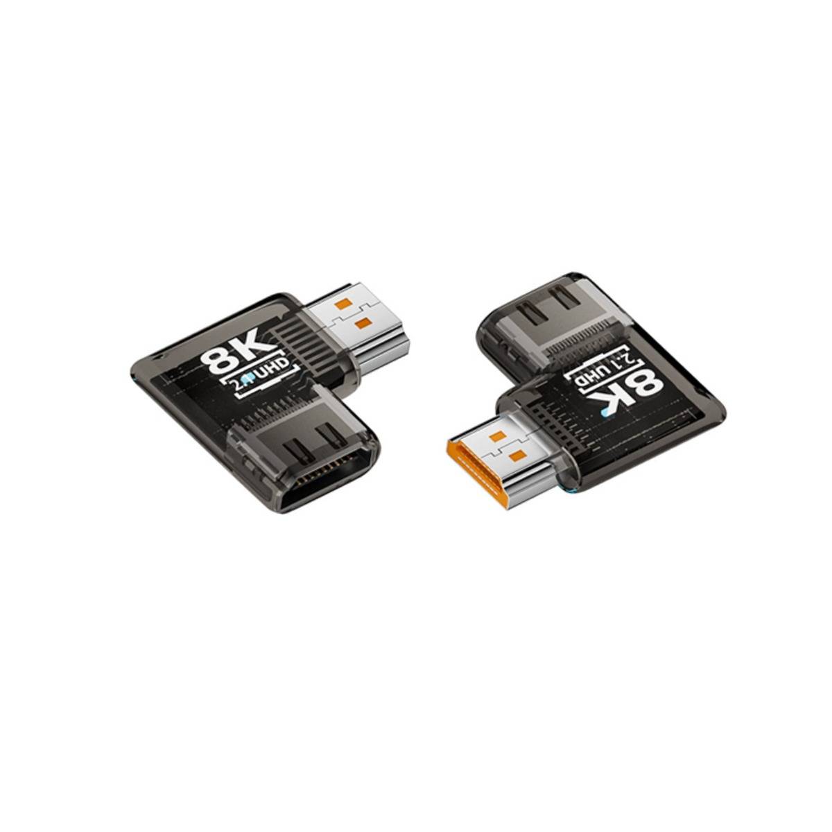 8K HDMI 2.1 Adapter kompatibel mit HDTV 90° Seitlich Abgewinkelt Male zu Female UHD Connector 3er-Pack Black