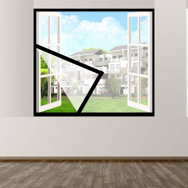 Selbstklebendes Moskitonetz für Fenster Schwarz