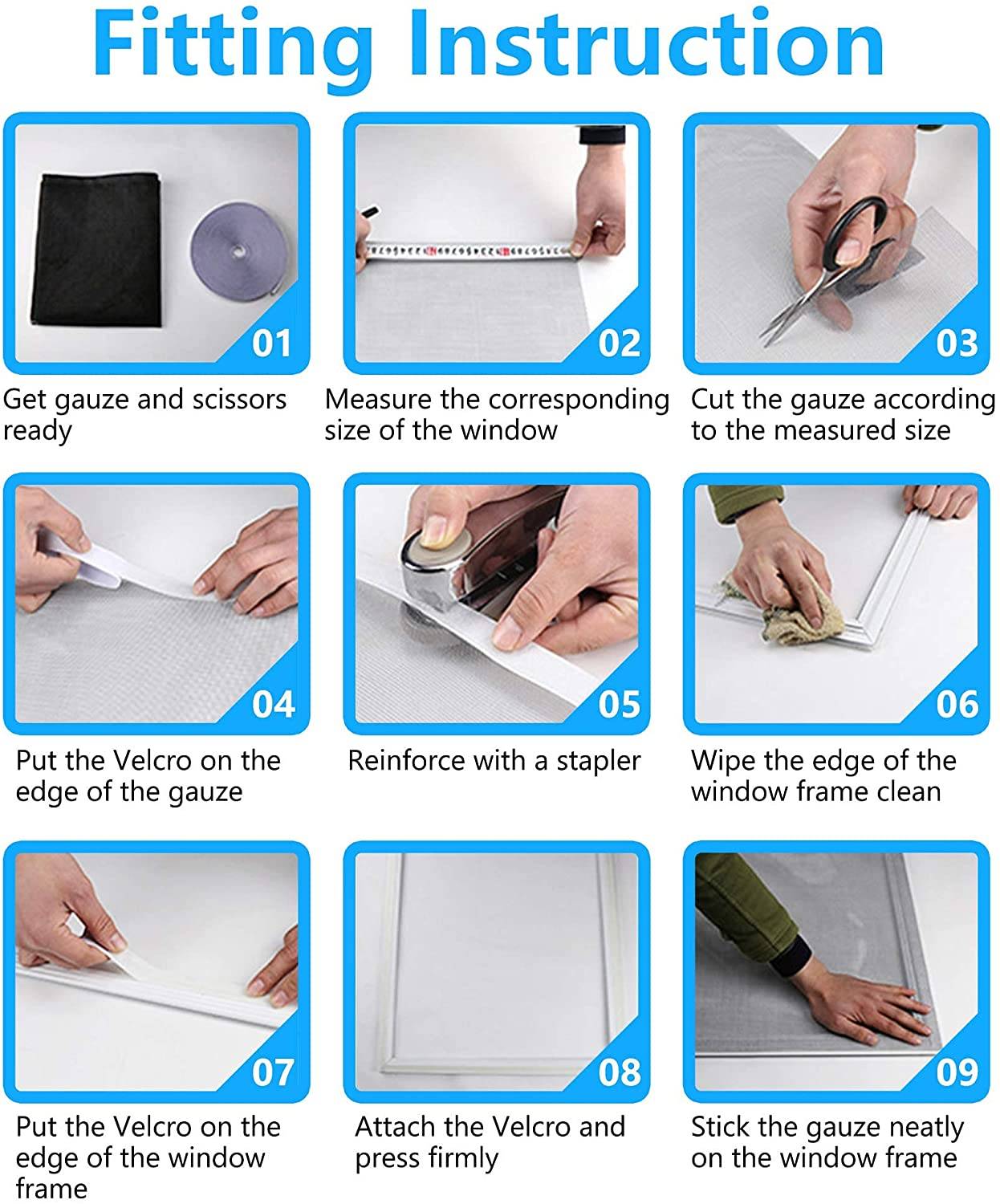 Selbstklebendes Moskitonetz für Fenster Schwarz