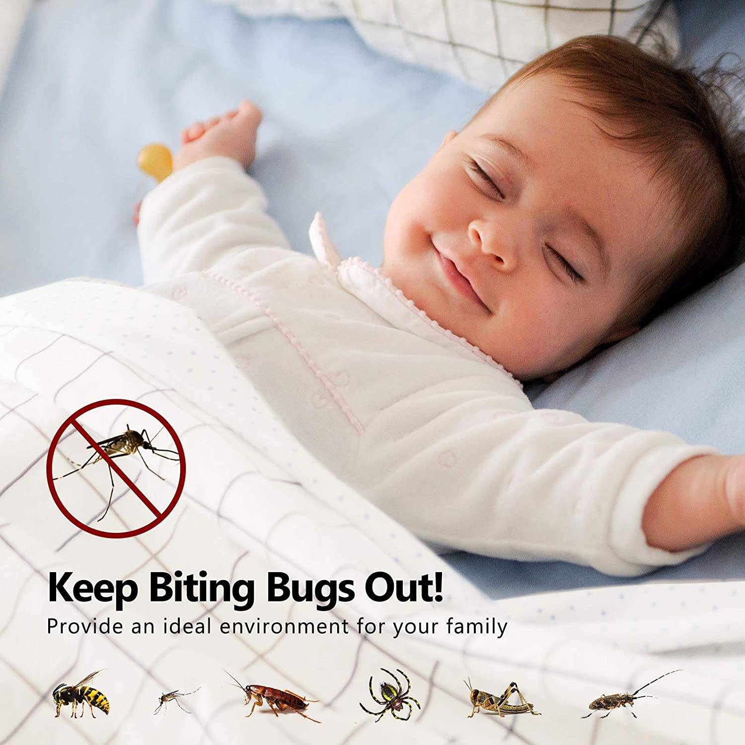 Selbstklebendes Moskitonetz für Fenster Schwarz