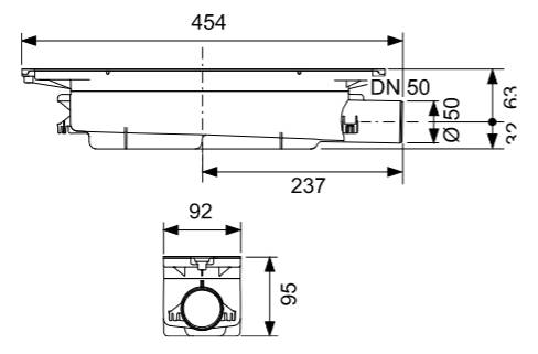 TECE L100 Ablauf Norm DN50, Auslauf seitlich, 0,8 l/s