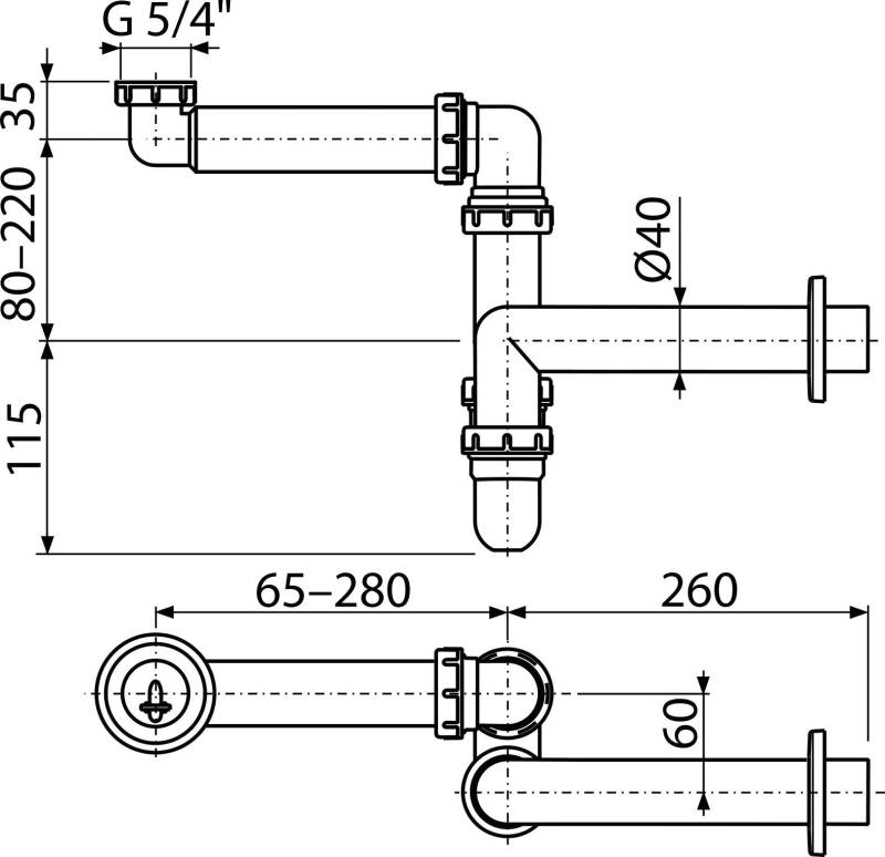 ASW Raumspar-Röhrengeruchverschluss 11/4"x32mm PP weiß