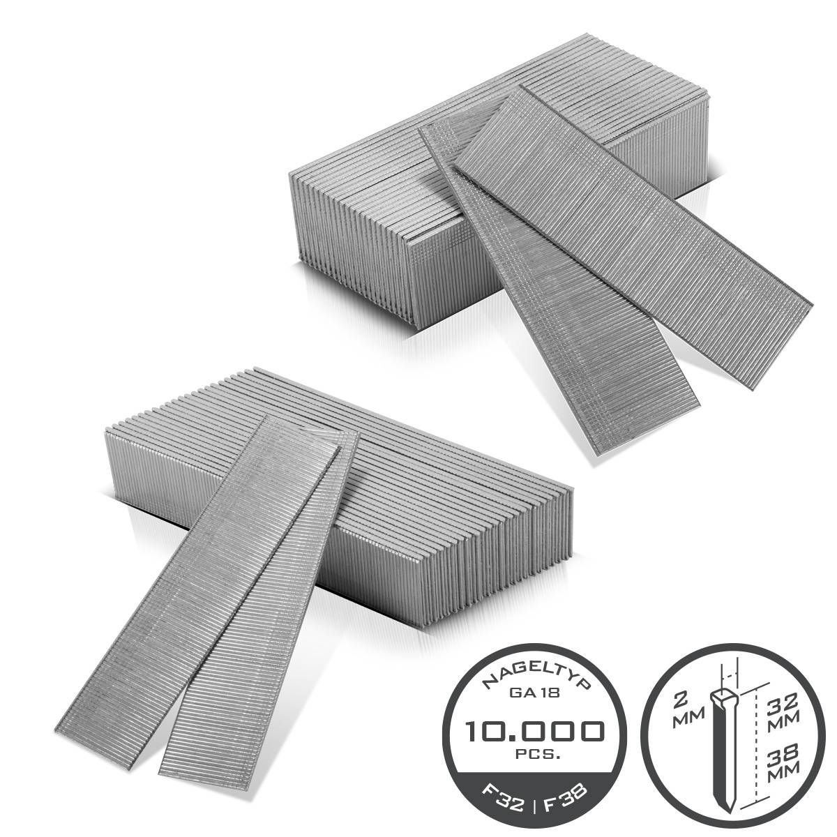 STAHLWERK Heftklammern TYP 90 18GA 32 mm und 38 mm Länge 10.000 Stück