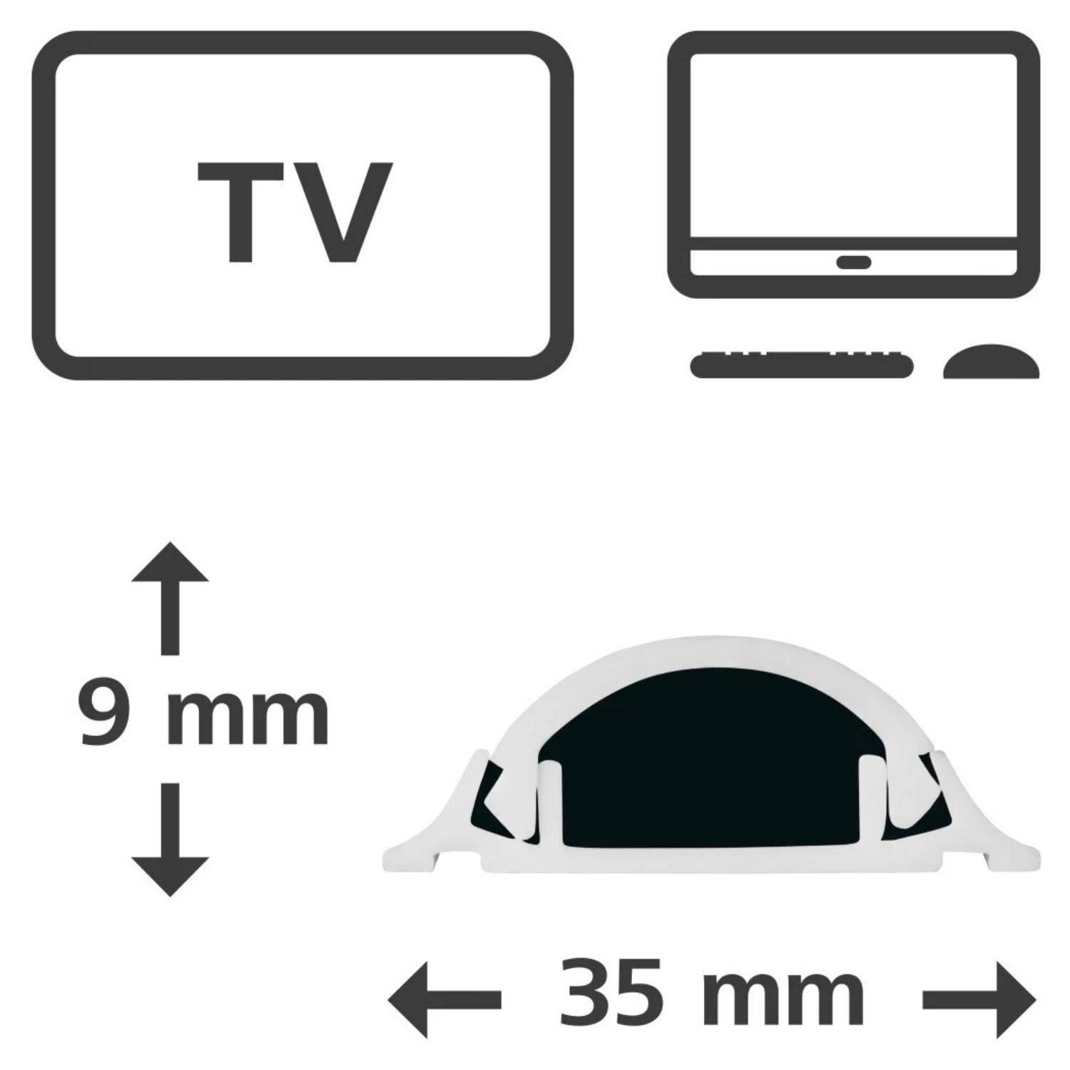 PVC Kabelkanal Halbrund 100/3,5/0,9cm Weiß
