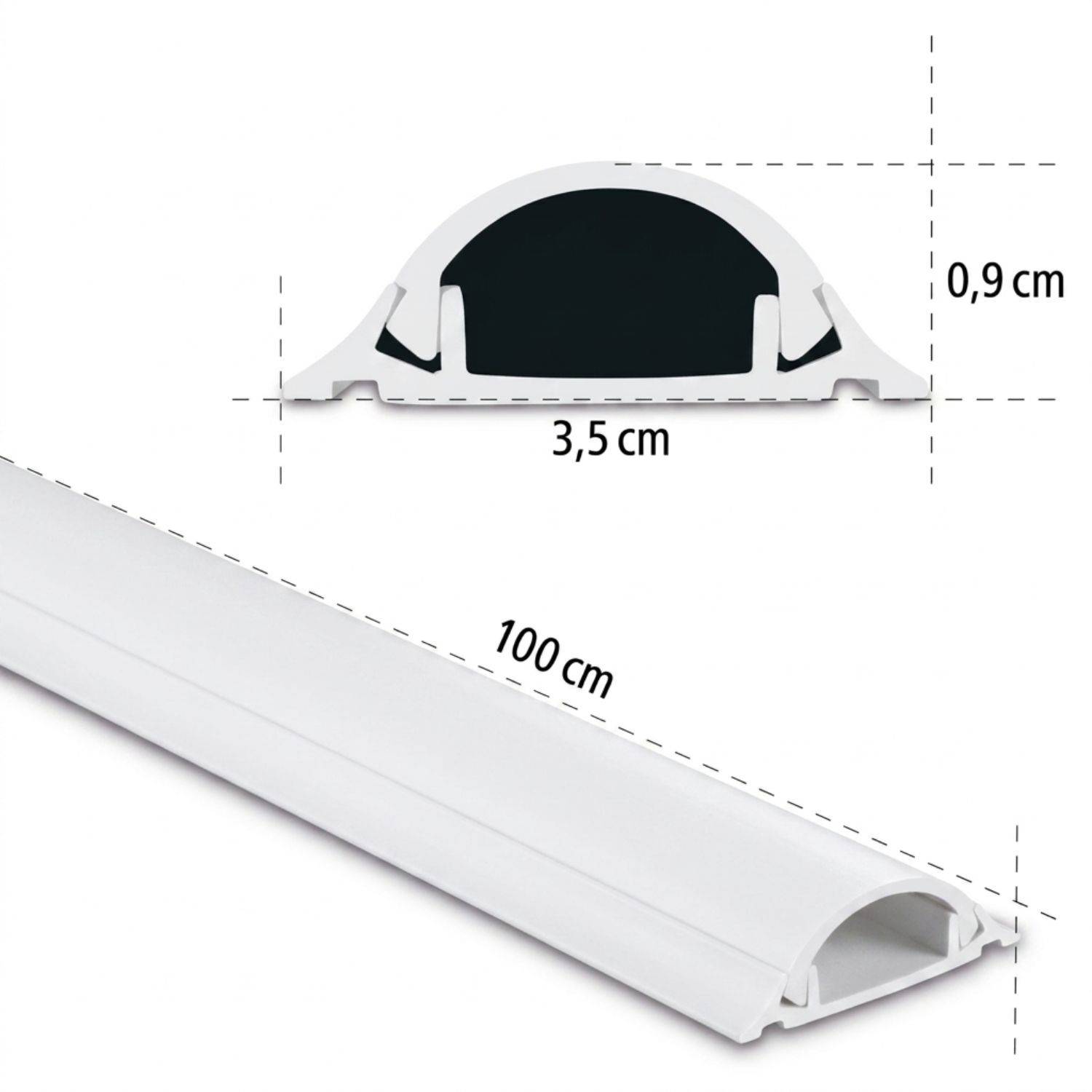 PVC Kabelkanal Halbrund 100/3,5/0,9cm Weiß