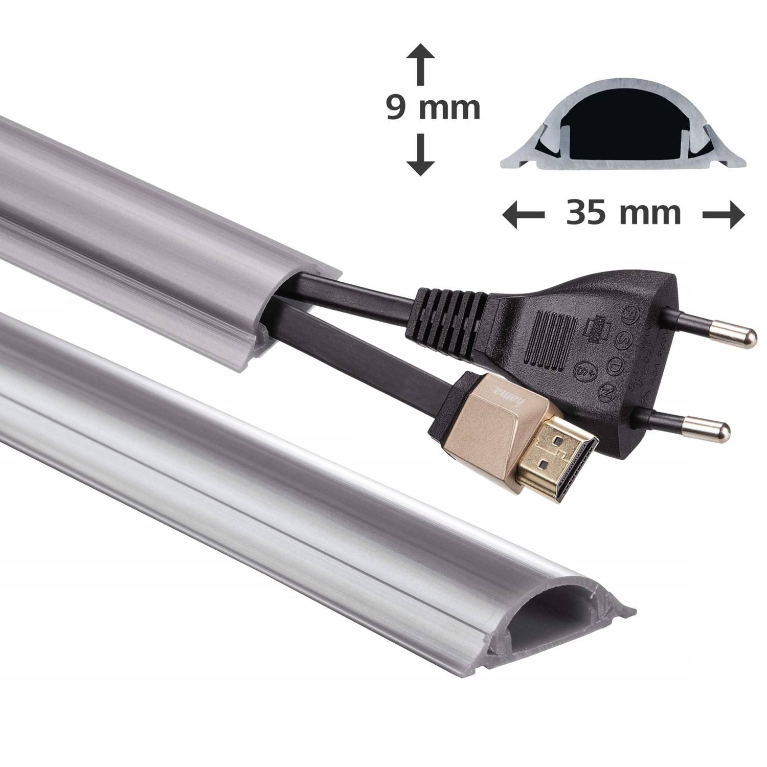 PVC Kabelkanal Halbrund 100/3,5/0,9cm Grau