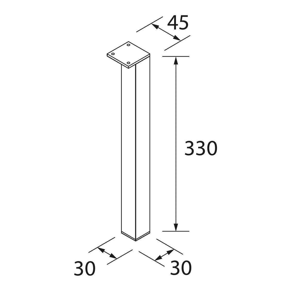 Satz 2 Füße SCHWARZ Hauteur 330 mm
