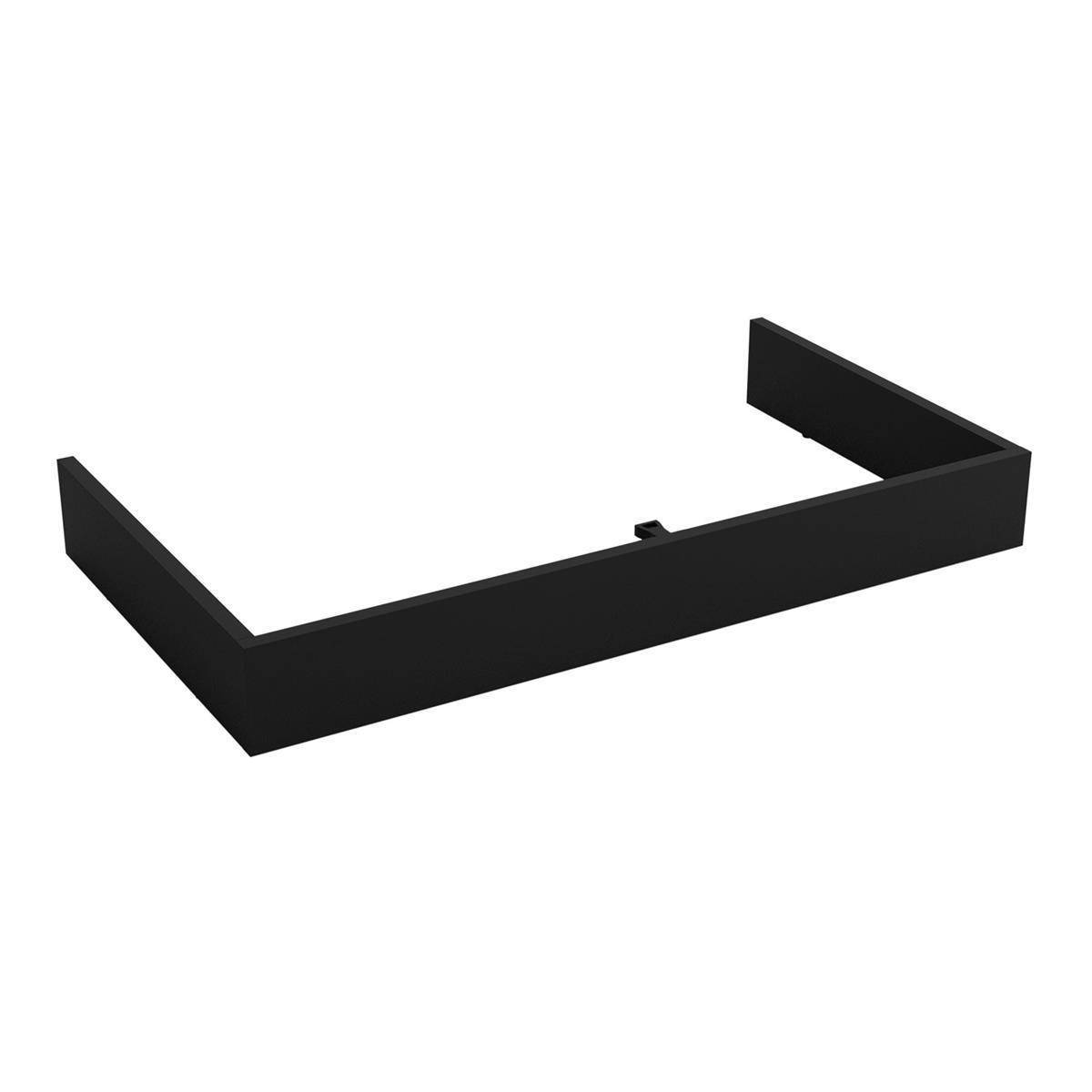 Schwarze U-förmige wandmontierte Regalbracke oder Stützrahmen auf weißem Hintergrund.