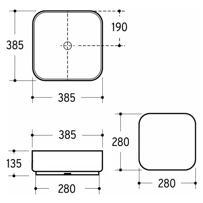 Beitz & Walz AqvaCeramica Aufsatzbecken "SlimRim" o. Überl. 385 x 385 mm weiß