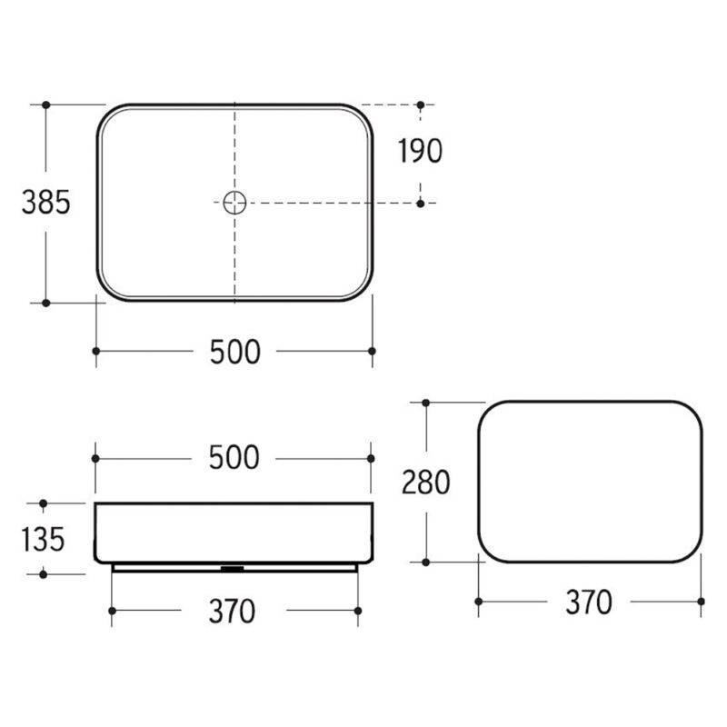 Beitz & Walz AqvaCeramica Aufsatzbecken "SlimRim" o. Überl. 500 x 385 mm mattweiß
