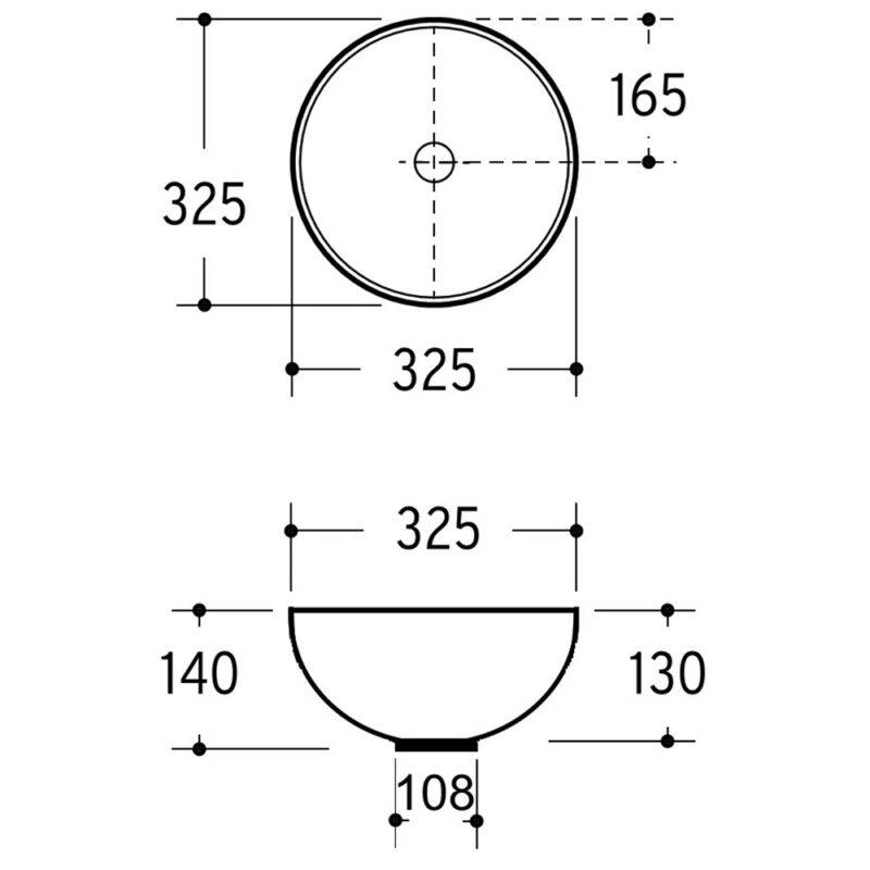 Beitz & Walz AqvaCeramica Aufsatzwaschtisch 325 mm 'SlimRim'- weiß -