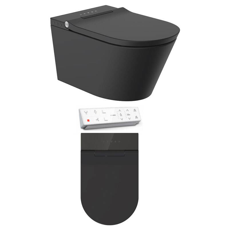 Beitz & Walz AqvaCeramica Dusch-WC Wand Tiefspüler spülrandlos 596 x 370 mm - mattschwarz -