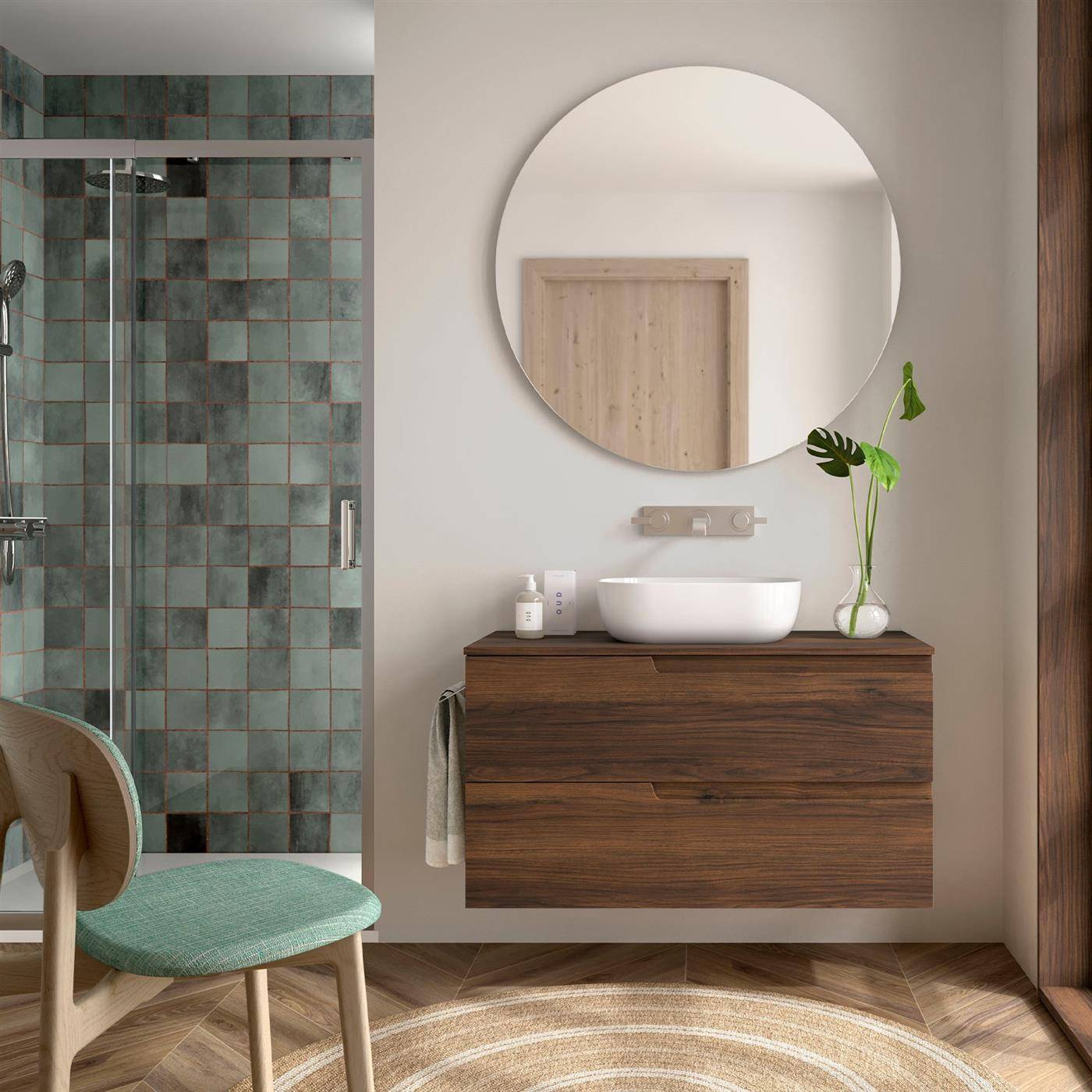 Badezimmermöbel D-Code 2.0 WTU Wandh. Schubk. 2, 784x555x460,Griff Chrom,Weiß Matt