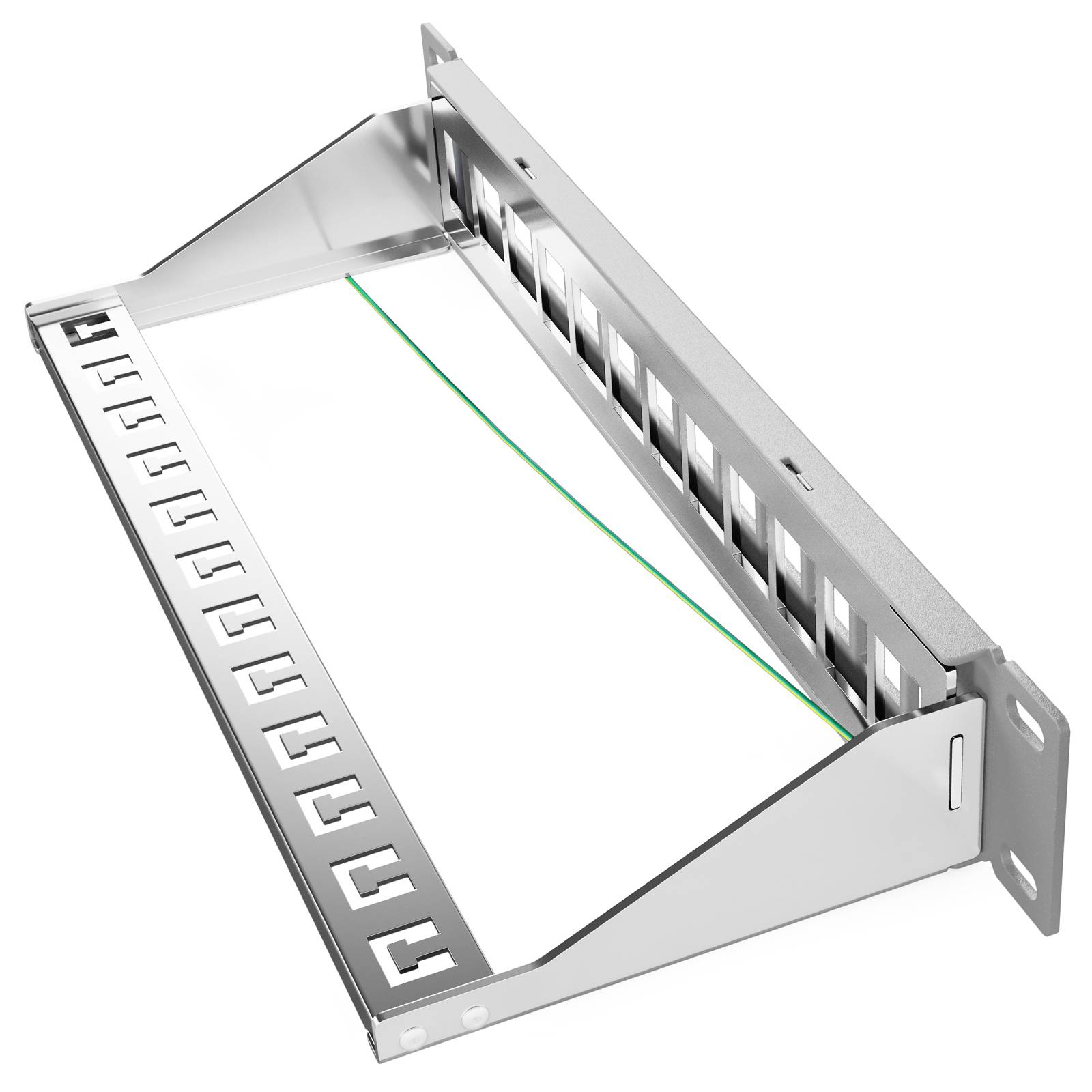 hb-digital Patchfeld 10 zoll 12-Port für Keystone Module grau 1HE
