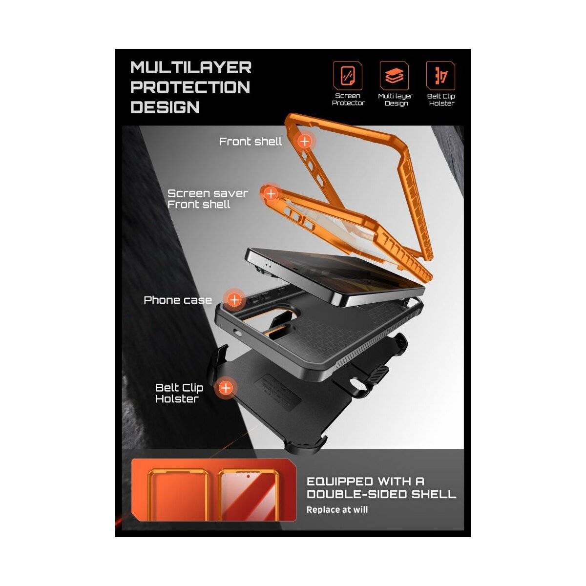 Supcase Unicorn Beetle Pro Mag Hülle + Schutzglas Set Magnetfunktion für Samsung Galaxy S26 Ultra Schwarz und Orange