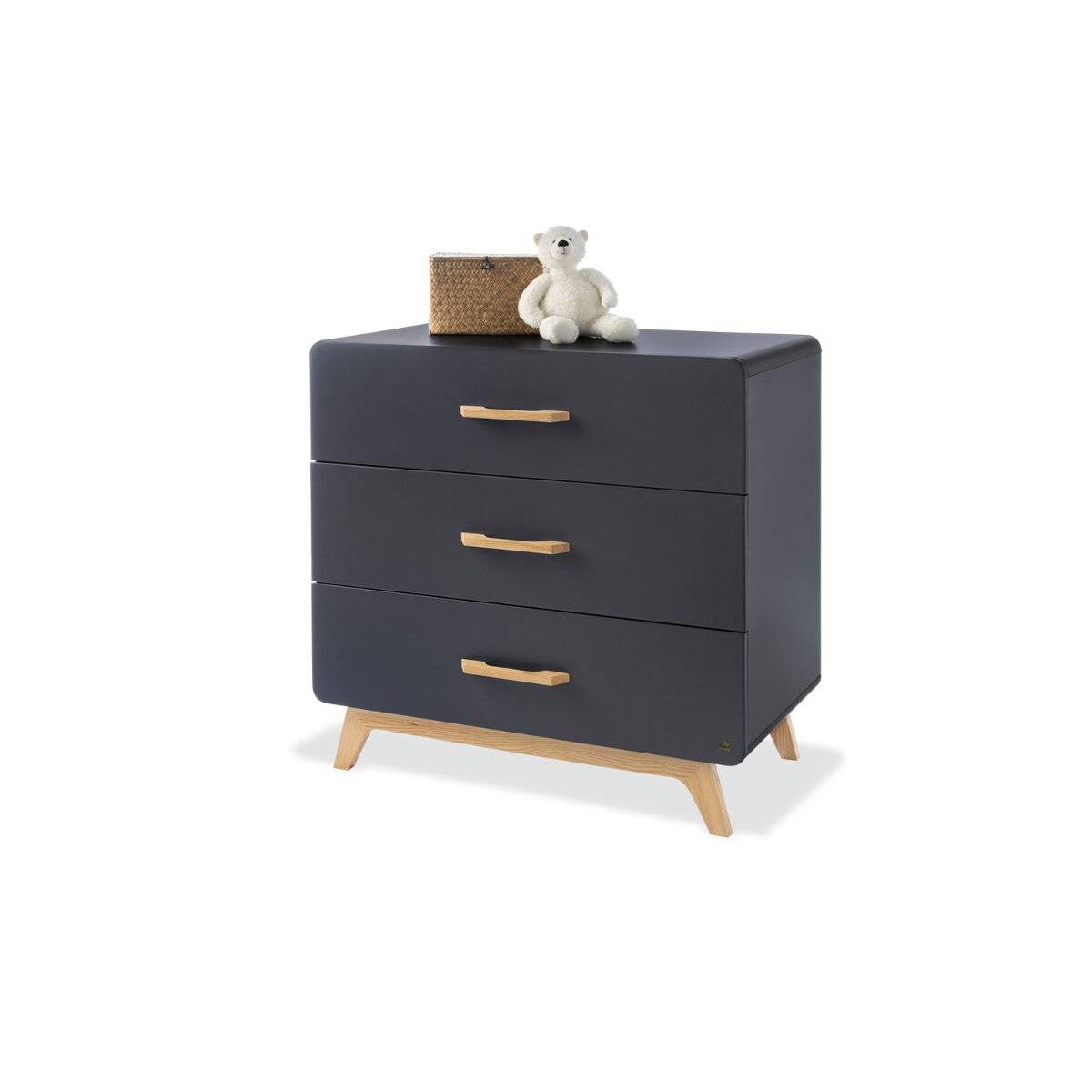 Pinolino Wickelkommode anthrazit mit Esche 100 x 59 x 103 cm mit Soft Close