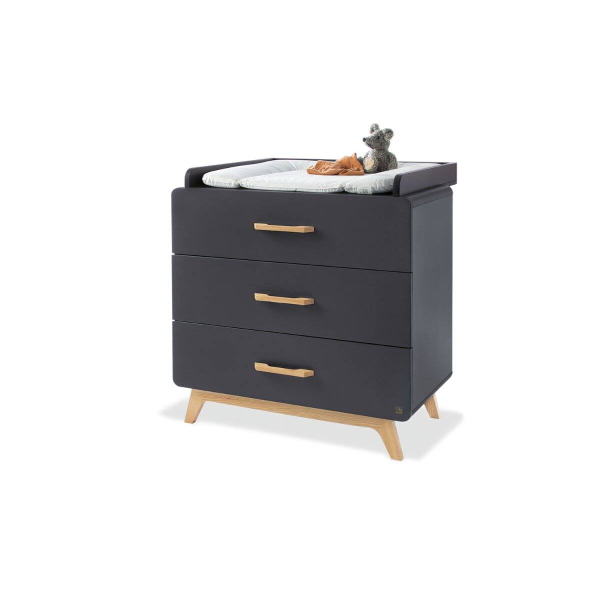 Pinolino Wickelkommode anthrazit mit Esche 100 x 59 x 103 cm mit Soft Close