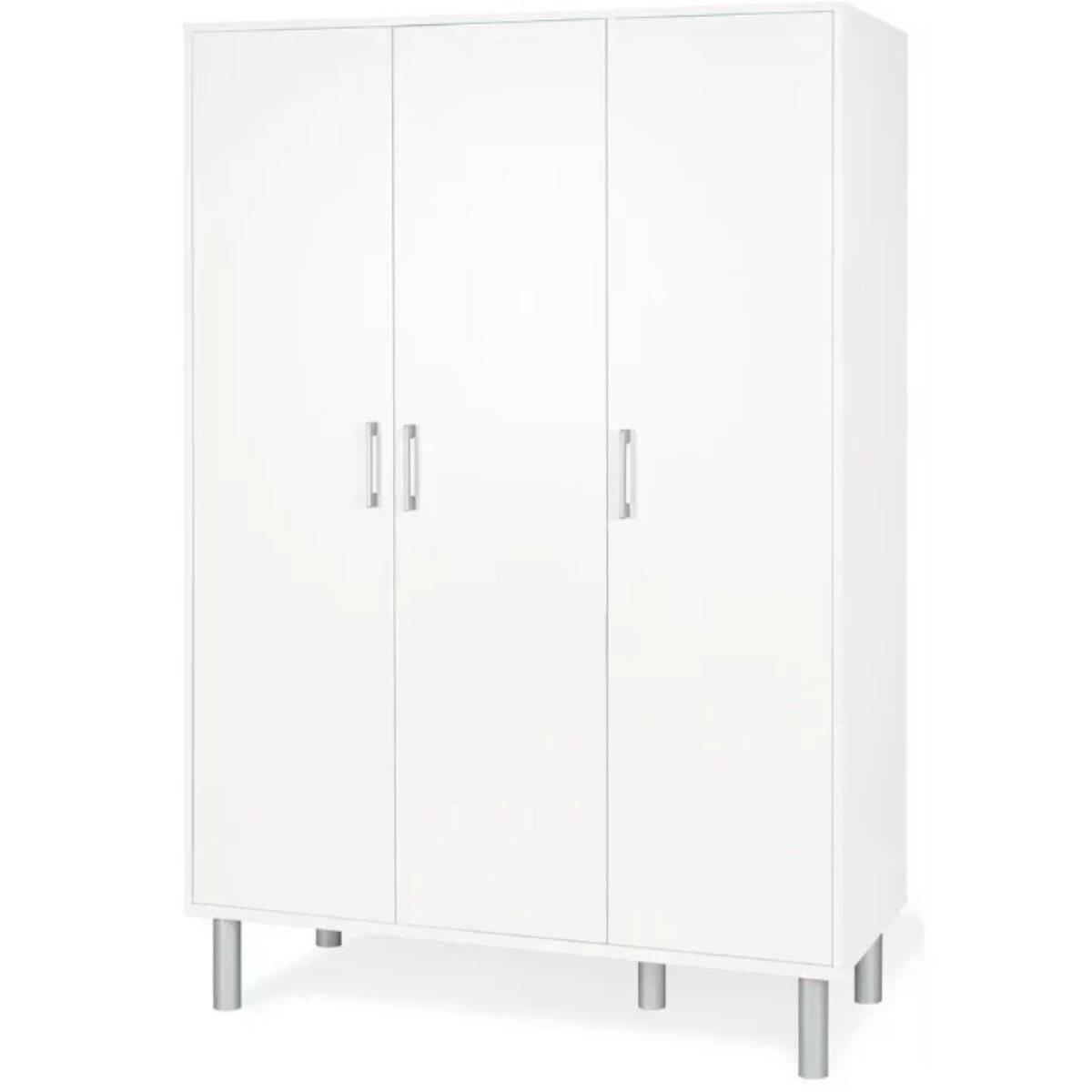 Pinolino Kinderkleiderschrank weiß 3 Türen 6 verstellbare Einlegeböden 120 x 56 x 181 cm